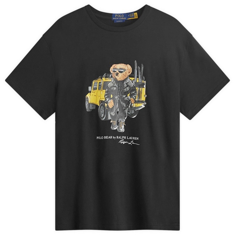 Polo by Ralph Lauren Men’s Black Defender Polo Bear Graphic Tee Size Small